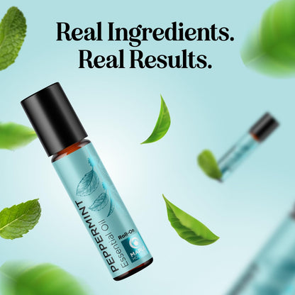 Peppermint Oil Roll on - Pure Peppermint Rollerball Essential Oil Aromatherapy Stick for Headaches - Natural Travel Essential and Pregnancy Must Have for Headaches Energy & Focus Support (1 Pack)