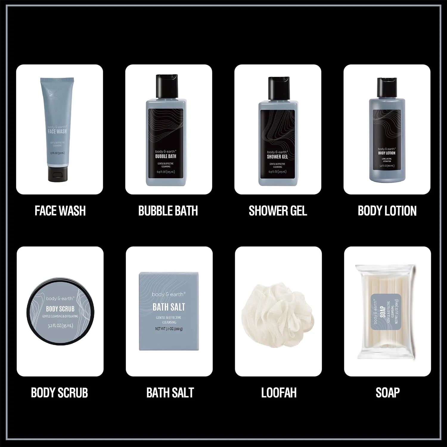 Bath Gift Sets for Men Father'S Day Gift Ideas, 8 Pcs Sandalwood Luxury Spa Gift Basket Body Care Sets with Toiletry Bag Birthday Gifts for Dad Husband